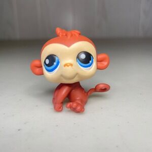 Littlest Pet Shop Authentic 351 Brown Red Cream Monkey Blue Eyes Hasbro LPS